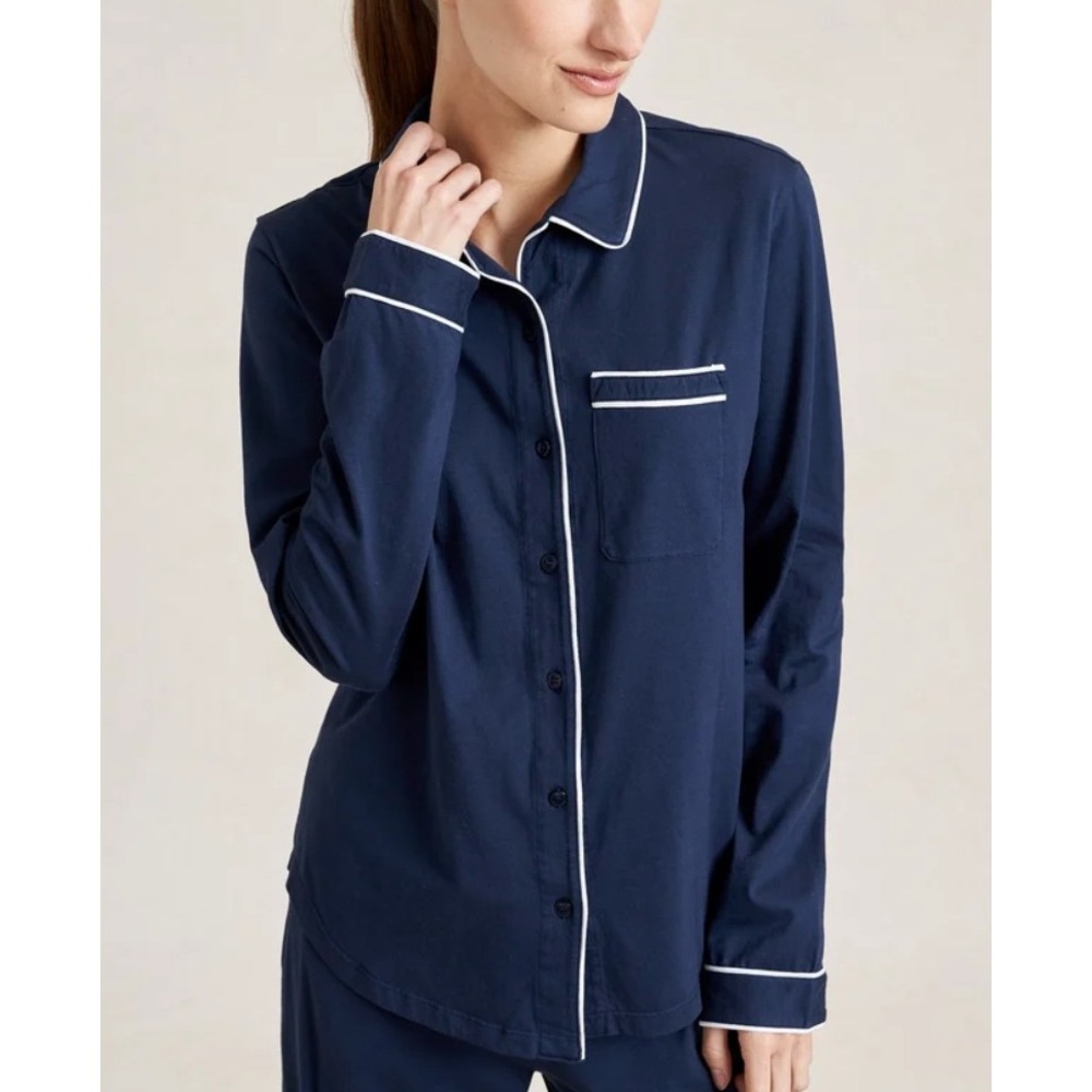 La Ligne Bonne Nuit Long Sleeve Button Up Pajama Top Cotton Womens Size M